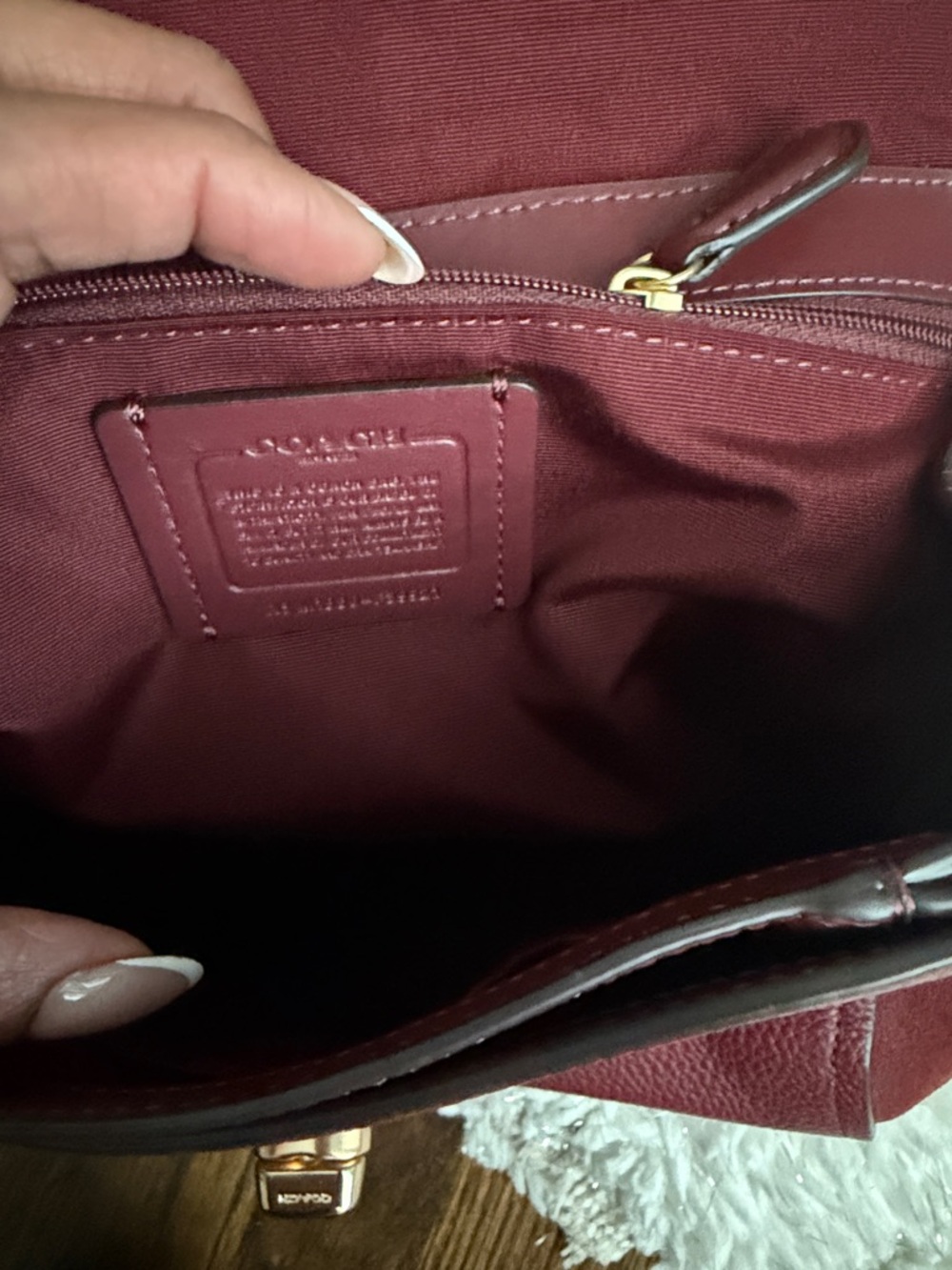 Coach Burgundy and Pink Patchwork Suede & Leather Crossbody - Picture 6 of 6